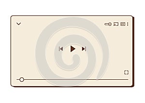 Vector y2k video player window. Nostalgic UI. Retro computer interface. Multimedia frame layout with progress bar