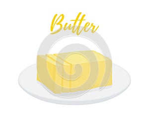 Vector yellow butter bar with slices on plate
