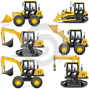 Vector Yellow Construction Machinery