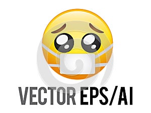 Vector yellow face pity pleading begging eyes icon with mask photo