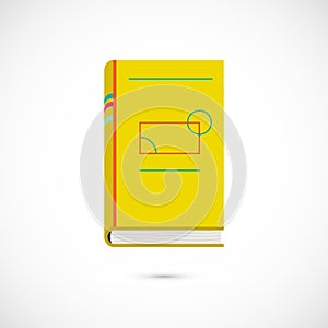 Vector yellow flat reading book icon on white.