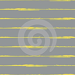 Vector yellow grey irregular painterly lines seamless pattern background. Horizontal parallel striped linear geometric