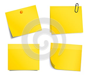 Vector yellow notice stickers on white background