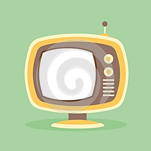 Vector yellow retro television illustration