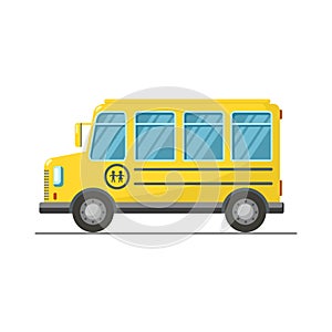 Vector yellow school bus isolated on white background. Illustration on flat style. Transfer for student.