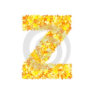 Vector yellow stars font, letter Z