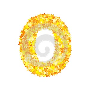 Vector yellow stars font, numeral 0