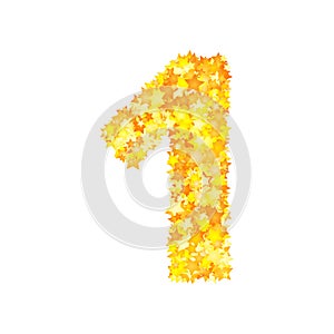 Vector yellow stars font, numeral 1