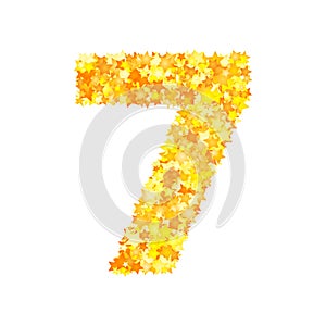 Vector yellow stars font, numeral 7