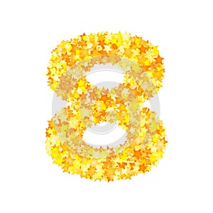 Vector yellow stars font, numeral 8