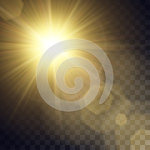 Vector yellow sun with light effects