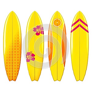 Vector Yellow Surfboard Icons