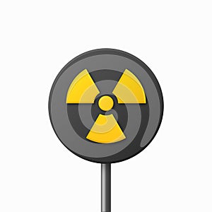 Vector Yellow Warning, Danger Nuclear Sign, Black Sign, Icon Isolated. Radioactive Warning Symbol. Circle, Round