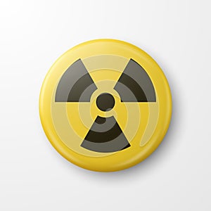 Vector Yellow Warning, Danger Radiation Sign, Button Badge Icon Isolated. Nuclear Power Station, Radioactive Warning