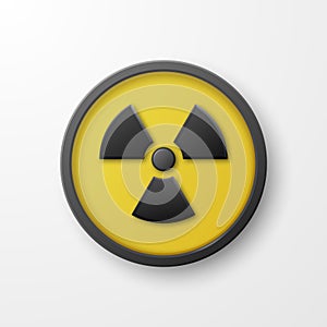 Vector Yellow Warning, Danger Radiation Sign, Button Badge Icon Isolated. Nuclear Power Station, Radioactive Warning