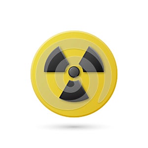 Vector Yellow Warning, Danger Radiation Sign, Button Badge Icon Isolated. Nuclear Power Station, Radioactive Warning