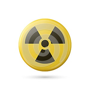 Vector Yellow Warning, Danger Radiation Sign, Button Badge Icon Isolated. Nuclear Power Station, Radioactive Warning