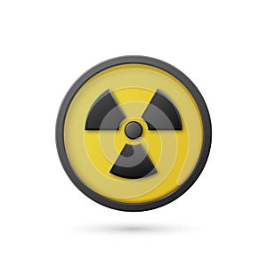 Vector Yellow Warning, Danger Radiation Sign, Button Badge Icon Isolated. Nuclear Power Station, Radioactive Warning