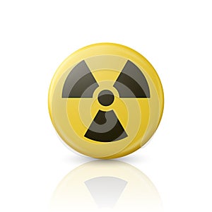 Vector Yellow Warning, Danger Radiation Sign, Button Badge Icon Isolated. Nuclear Power Station, Radioactive Warning