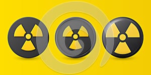 Vector Yellow Warning, Danger Radiation Sign Icon Set Isolated. Nuclear Power Station, Radioactive Warning Symbol