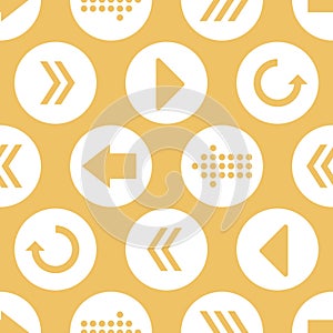 Vector Yellow White Arrow Circles Seamless Pattern Background