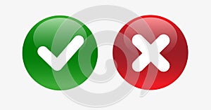 Vector Yes and No check marks on circles.