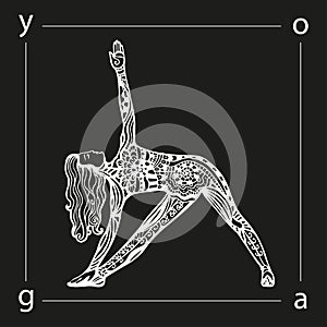 Vector yoga illustration in zentangle style.