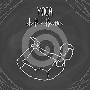 Vector yoga poses. Chalk illustrations on blackboard. International yoga day.