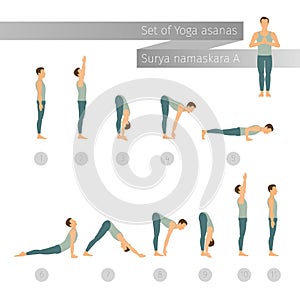 Vector yoga set in flat style.