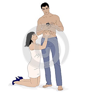 Vector young couple. Indifference