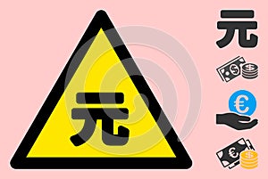 Vector Yuan Renminbi Warning Triangle Sign Icon