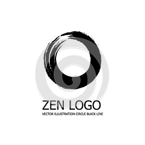 Vector Zen Circle Logo, Enso, Round Brush Stroke, Black and White.