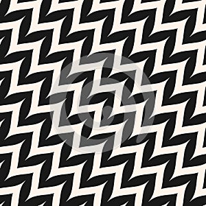 Vector zigzag diagonal chevron seamless pattern. Curved zig zag