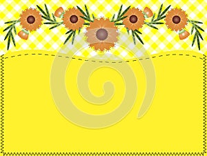 Vector Zinnia, Gingham, Quilting and Copy space