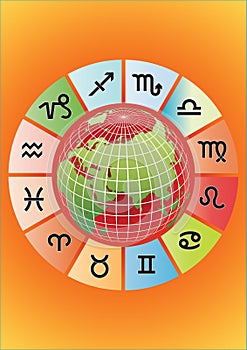 Vector zodiac with globe