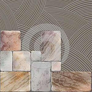 Vector Ã¯Â¿Â½eramic tiles different sizes. Tile glue.