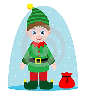 Vectorbackground with Christmas elf