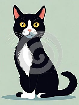 Vectorial Black and White Cat