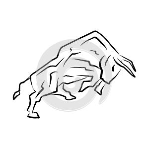 Vectorial illustration, head healthy ferocious bull on a white background