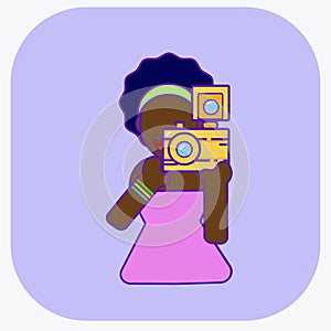 Vectorial image of an African girl with a yellow camera