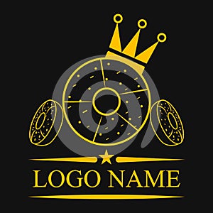 VectorIllustration Of Three Donut King Logo, Yellow, Gold and Black