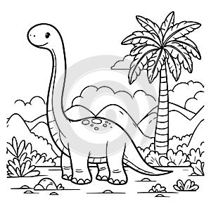 Vectorized dinosaur line drawing for coloring