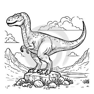 Vectorized dinosaur line drawing for coloring