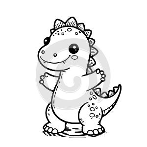 Vectorized dinosaur line drawing for coloring photo