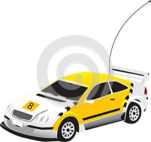 A vectorized yellow toy car