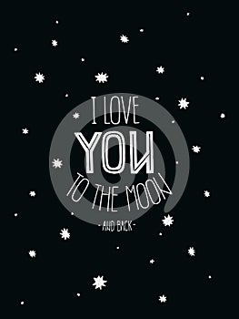Vectorposter I Love you to the moon and back