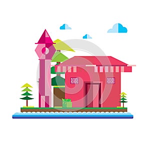 Vectors building clours and white on white back ground