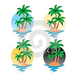 Vectors illutration of an island with coconut trees