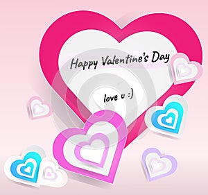 Vectors set of hearts size for happy Valentine festival card on light pink background, elements of love, Fold the paper into a hea