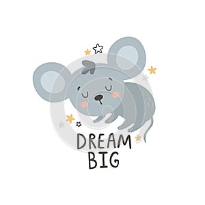 vectror illustration of a cute sleeping mouse